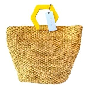Kayu Raffia Geometric Handle Bag NWT
